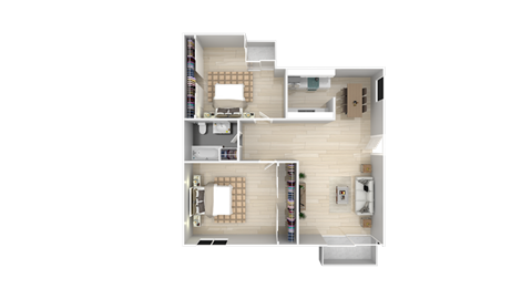 a view of the interior of a 3d floor plan of a house at The Gates at The Marina Apartments, Marina, 93933